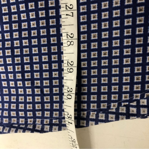 Bugatchi Blue Checkered Geometric Casual Button Down Shirt Classic Fit Size L - Picture 10 of 10